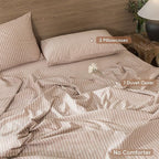 MooMee Striped Duvet Cover Set 100% Washed Cotton Linen Like Textured Breathable Durable Soft Comfy (Orange White Wide Stripes, Full 80"x90")