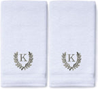 Decorative and Monogrammed Hand Towels for Bathroom Kitchen Makeup | Personalized Gift for Wedding-Bridal | Roman Font Custom Luxury Turkish Towel | Spa Collection, Oversized, 16 X 30 Inch, Set of 2