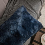 WERDIM Shaggy Faux Fur Pillowcases 2 Pack Button Closure Velvet Pillow Shams King Size (Tie Dye Navy, 20 X 36 Inches)