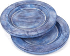 CLEENTABLE Assorted Set of 2 Wooden Charger Plates - 13" Round Farmhouse Wood Plates - Decorative Dinner Plates for Table Setting, Serving Tray, Appetizers, or Home Décor (Blue Green)