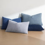 MIULEE Blue Decorative Lumbar Pillow Covers 12x20 Inch Set of 4 Boho Western Farmhouse Home Decor Couch Throw Pillows Summer Coastal Corduroy Pillowcases Industrial for Sofa Living Room Bed