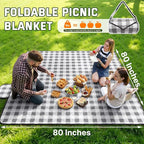 TigeJoy Extra Large Picnic Blanket Waterproof Foldable 80''x100'', Outdoor Picnic Mat Beach Blanket Sandproof for Park, Grass, Travel, Hiking, Camping Essentials, Gingham Picnic Blanket