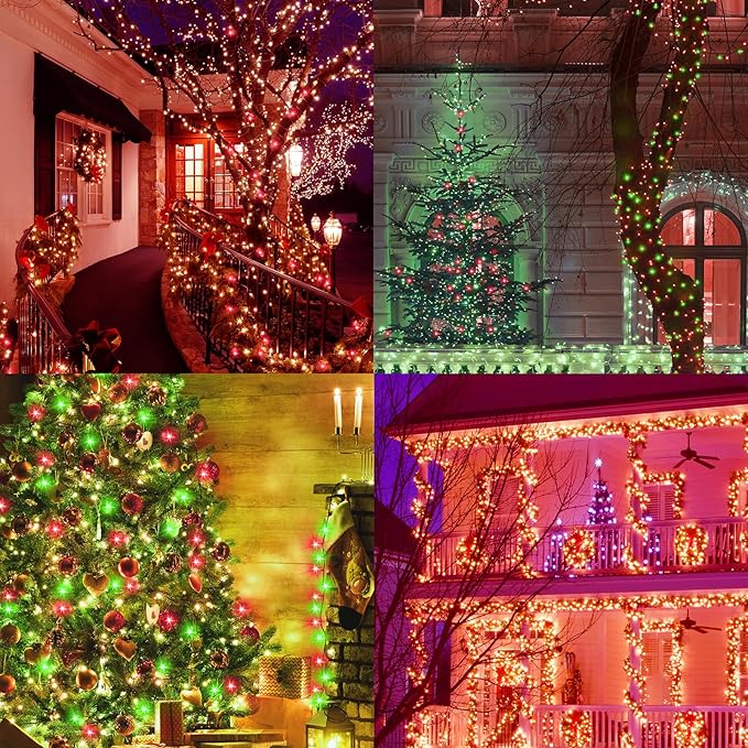 ILLUMINEW 300 Led Red String Lights Outdoor Waterproof Christmas Decorations, 108 Ft Fairy Lights for Bedroom, 8 Modes Plug in Christmas Lights for Outside Room Decor