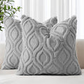 decorUhome Fall Throw Pillow Covers 26x26 Inch Set of 2, Soft Plush Decorative Faux Fur Grey Solid Couch Pillow Covers, Accent Farmhouse Neutral Square Euro Pillow Cases for Sofa Bed Living Room