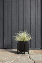 Veradek Mason Series Raised Lima Planter - Round Planter for Patio/Balcony | Plastic-Stone Composite w/Metal Plant Stand | Modern Décor for Plants