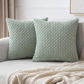 MIULEE Pack of 2 Decorative Throw Pillow Covers 20x20 Inch Soft Boho Striped Textured Corduroy Pillow Covers Modern Farmhouse Home Decor for Couch Bed Sofa Living Room Greyish Green