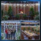 Brightown 2 Pack White C9 LED Christmas Lights Outdoor, 33ft 50 LED Waterproof Strawberry String Lights, Plug-in Extendable Green Wire Lights String for Outdoor Indoor Patio Party Decoration