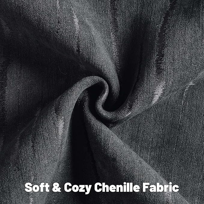 FUTEI Black Chenille Decorative Throw Pillow Covers 18x18 Inch Set of 2,Soft Embossed Striped Textured Cushion Case,Modern Home Decor for Couch Bed Living Room