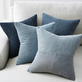 Topfinel NavyBlue Decorative Throw Pillow Covers,24x24 Pillow Covers Set of 4 with Striped Corduroy,Boho Soft Accent Cushion Covers for Couch,Bed,Living Room Home Decor