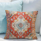 Snycler Boho Throw Pillow Covers 18x18 inch Set of 2 Boho Rug Carpet Double Sided Pattern Cotton Soft Pillow Case Cushion Cover Pillowcase for Couch Sofa Bed Decorative (Orange)
