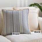 Decorative Pillow Covers Set of 2, Boho Farmhouse Couch Throw Pillows with Tassels, Textured Small Dot Pattern Cushion Cases for Sofa Living Room Home Decor (Blue, 22" x 22" (Pack of 2))