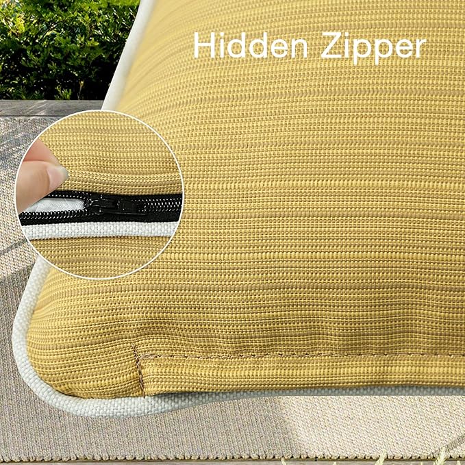 Decorative Outdoor Water Repellent Throw Pillows with Inserts, Set of 4, 18" x18" Pillows for Patio, Backyard, Bed, Couch, and Patio Furniture, Yellow Brown