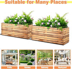 FENCY Metal Planter Box, Large Rectangular Planters for Outdoor Plants, Outdoor Tall Planters with Drainage Holes, Walnut Finish Metal Planters (38" L x 15" W x 16.3" H)