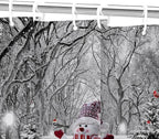 Winter Christmas Shower Curtain Set, Cute Snowman Cardinals Xmas Pine Tree Winter Snow Forest Scene Shower Curtain for Bathroom Decor, Farmhouse Holiday Gray Fabric Bath Accessory with Hooks, 72"x72"