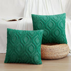 decorUhome Christmas Throw Pillow Covers 18x18 Inch Set of 2, Soft Plush Decorative Faux Fur Green Solid Couch Pillow Covers, Accent Farmhouse Neutral Square Euro Pillow Cases for Sofa Bed Living Room