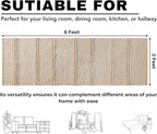 Bedding Craft Jute Cotton Stripe Area Rug Runner for Living Room 24x72 Inch - Natural Ivory - Machine Washable 2x6 Feet Rugs - 70% Jute and 30% Cotton