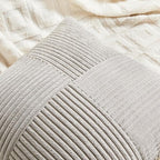 Fancy Homi 2 Packs Neutral Grey Samll Decorative Throw Pillow Covers 12x12 Inch with for Couch Bed Sofa, Rustic Farmhouse Boho Home Decor, Soft Corss Patchwork Corduroy Square Cushion Case 30x30 cm
