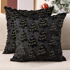 Christmas Pillow Covers 18x18 inch Set of 2 Soft Plush Faux Fur Christmas Decor Black Xmax Tree Yellow Colored Lights Decoration Throw Pillow Case for Winter Holiday Sofa Living Room PT003J18