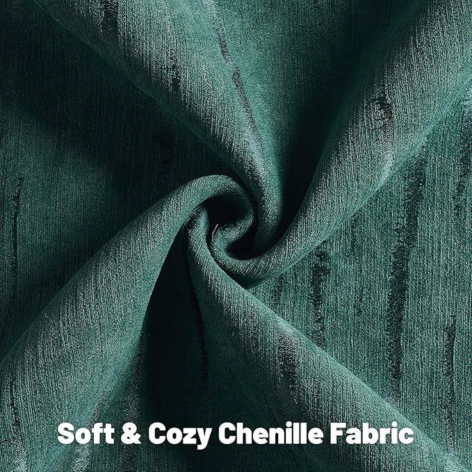 FUTEI Dark Green Chenille Decorative Throw Pillow Covers 20x20 Inch Set of 2,Soft Embossed Striped Textured Cushion Case,Modern Home Decor for Couch Bed Living Room