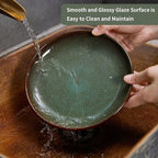 Ceramic Salad Plates Set of 6, 8.0 Inch Reactive Glaze Dish Set, Small Dinner Plate for Dessert, Salad, Appetizer, Microwave & Dishwasher Safe, Scratch Resistant-Brown and Green