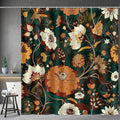 Aimego Extra Long Shower Curtain - Boho Floral Dark Green Bohemian Chic Flowers Botanical Leaves Fabric Cloth Shower Curtain Set with 12 Hooks for Bathroom Decor Accessories Bathtub Curtain, 72"x84"