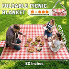 TigeJoy Extra Large Picnic Blanket Waterproof Foldable 80''x100'', Outdoor Picnic Mat Beach Blanket Sandproof for Park, Grass, Travel, Hiking, Camping Essentials, Gingham Picnic Blanket