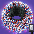 300LED 75FT Christmas Lights Indoor, LED Christmas Tree Decoration Lights with 12 Modes & Timer Memory, Dimmable Plug In Waterproof LED Xmas Light for Yard Wedding Party Holiday Red White & Blue