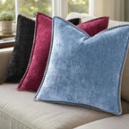 decorUhome Christmas Chenille Soft Throw Pillow Covers 22x22 Set of 2, Farmhouse Velvet Neutral Decorative Euro Pillow Covers with Stitched Edge for Couch Sofa Bed Home Decor, Rhododendron