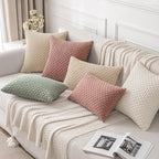 MIULEE Pack of 2 Decorative Throw Pillow Covers 18x18 Inch Soft Boho Striped Textured Corduroy Pillow Covers Modern Farmhouse Home Decor for Couch Bed Sofa Living Room Beige
