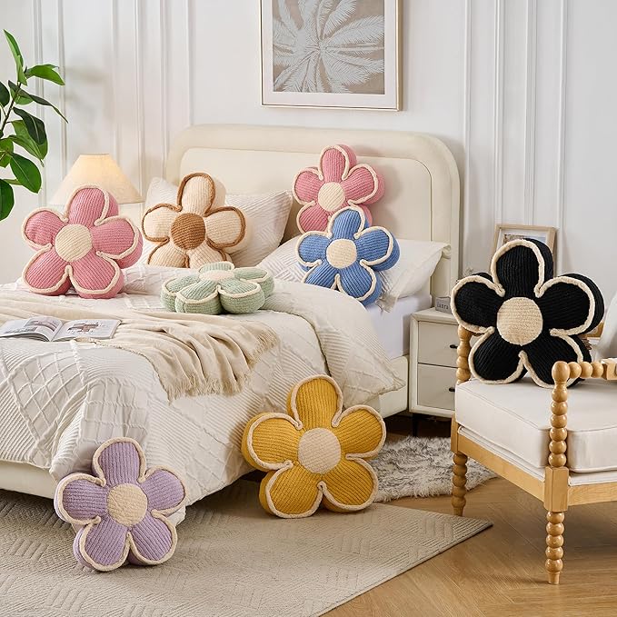Flower Pillow Yellow Flowers Shaped Cushion Decorative Daisy Pillow for Bed Couch Cute Throw Pillows