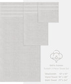 American Soft Linen Premium 3 Piece Towel Set, 1 Bath Towel 1 Hand Towel 1 Washcloth, 600 GSM 100% Cotton Turkish Towels for Bathroom, Silver Grey Towel Set