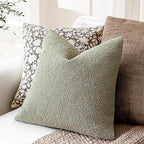 Foindtower Pack of 2 Textured Boucle Throw Pillow Covers Accent Solid Decorative Pillow Cases Cozy Woven Couch Cushion Case for Sofa Bedroom Living Room Home Decor 20x20 Inch Dirty Sage Green