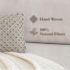 Boho Living Jada Premium Woven Design, Living Room Décor, Decorative Throw, (1) 12" x 20" Pillow Cover, Grey