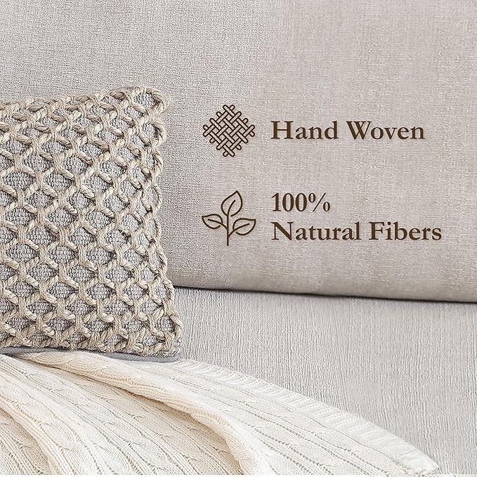 Boho Living Jada Premium Woven Design, Living Room Décor, Decorative Throw, (1) 12" x 20" Pillow Cover, Grey