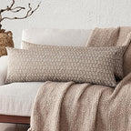 Foindtower Set of 2 Decorative Floral Body Lumbar Throw Pillow Covers Neutral Modern Farmhouse Cushion Covers Vintage Home Decor for Sofa Couch Chair Bedroom Living Room,14×36 Inch,Tan Taupe