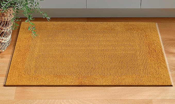 Savi Home Bath Mat Rug 17x24 Honey Mustard, 100% Pure Cotton, Super Soft Bath Rug, Plush & Absorbent, Hand Tufted Heavy Weight Construction, Full Reversible Step Out Rugs