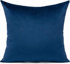Dark Blue Square Pillow Covers Velvet Navy Throw Pillowcases Decorative Couch Sofa Cushion Covers Soft Solid Home Decor for Bedroom Car Office 18x18 Inch Set of 2, 45x45cm