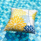 Yellow Blue Outdoor Pillow Cover 18X18 Inch Set of 2 Outdoor Waterproof Summer Floral Yellow Decorative Pillow case Decor for Couch Patio Funiture Garden Print Polyester Cushion Cover 01J18