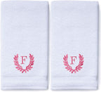 Decorative and Monogrammed Hand Towels for Bathroom Kitchen Makeup | Personalized Gift for Wedding-Bridal | Roman Font Custom Luxury Turkish Towel | Spa Collection, Oversized, 16 X 30 Inch, Set of 2