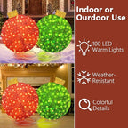 Lamerge Christmas Lanterns Decorations for Home, Indoor Outdoor Holiday Lanter, Warm Lit Farmhouse Lantern for Porch, Yard, Mantle, Party,30.5inch（Red+Green）