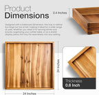 24 Inch Acacia Wood Ottoman Tray - Wooden Square Serving Tray with Handles - Extra Large Food Serving Trays for Decorative, Coffee Table, Breakfast in Bed - Charcuterie Trays Use for Kitchen