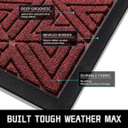 Yimobra Large Door Mat 47x32, All-Weather Waterproof Non-Slip Welcome Matt Outdoor, Heavy Duty Non Slip Doormat for Entryway for Patio and Garage Indoor, Easy Clean, Black Red