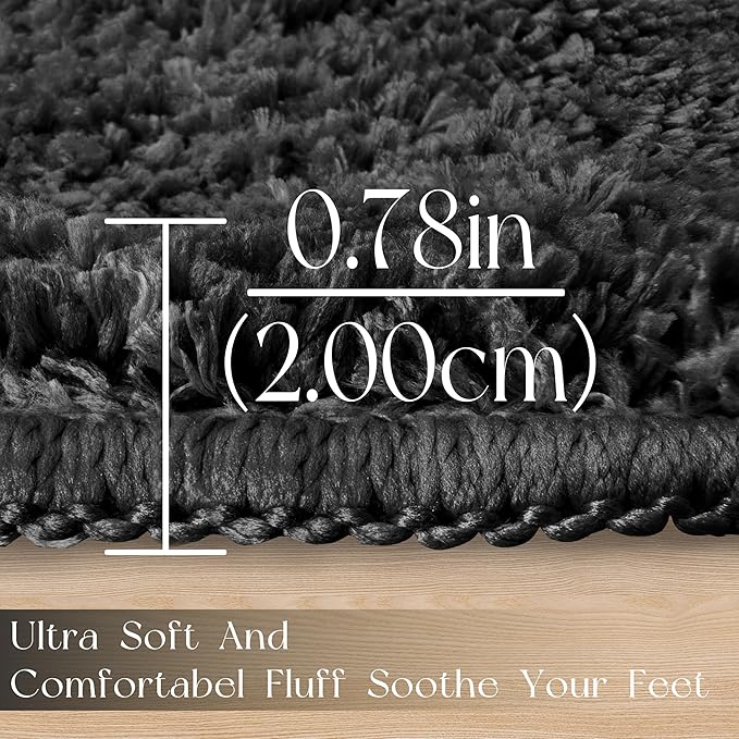 Tititex Luxury Black White Frame Line Bathroom Rug, 16x24 inch Extra Soft and Absorbent Microfiber Bath Rugs, Non-Slip Plush Shaggy Bath Carpet, Bath Mats for Bathroom Floor, Tub and Shower