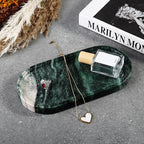 Koville Green Marble Tray for Bathroom Countertop, 10"x5" Natural Marble Vanity Tray Perfume Trays for Dresser, Stone Jewelry Dish Candle Holder for Home Decor, Stone Catchall Trays