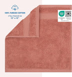 Cotton Paradise 100% Cotton Turkish Washcloth Set for Bathroom, 4 Piece Soft Absorbent Small Hand Face Towels Wash Rags, Coral