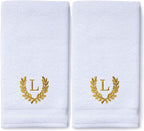 Decorative and Monogrammed Hand Towels for Bathroom Kitchen Makeup | Personalized Gift for Wedding-Bridal | Roman Font Custom Luxury Turkish Towel | Spa Collection, Oversized, 16 X 30 Inch, Set of 2