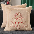 DFXSZ Christmas Pillow Covers 18x18 Red Star Light Beige Christmas Tree Decoration Soft Plush Faux Fur Jacquard Throw Pillows for Bedroom Sofa Holiday Festivals Winter Home Decor PTK067C18