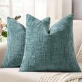 decorUhome Teal Chenille Throw Pillow Covers 22x22 Set of 2 Thick Textured Slubby Couch Pillow Covers Farmhouse Accent Modern Neutral Decorative Pillow Cases for Bed Sofa Living Room