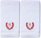 Decorative and Monogrammed Hand Towels for Bathroom Kitchen Makeup | Personalized Gift for Wedding-Bridal | Roman Font Custom Luxury Turkish Towel | Spa Collection, Oversized, 16 X 30 Inch, Set of 2