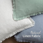 MIULEE Decorative Throw Pillow Covers Neutral Linen Fringe Throw Pillows Set of 2 Aqua Green Boho Farmhouse Cushion Covers with Tassels for Couch Sofa Bed Living Room Spring Home Decor 18x18 Inch